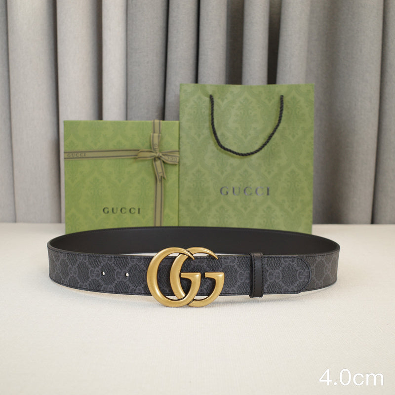 Gucci - 4.0cm G Classic - Supreme Canvas Gold Buckle ZSB4018g