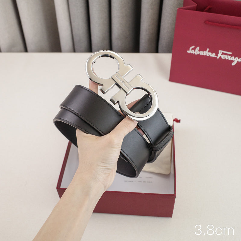 FERRAGAMO - 3.8cm Big 8-sided shape - Plain edge plain weave