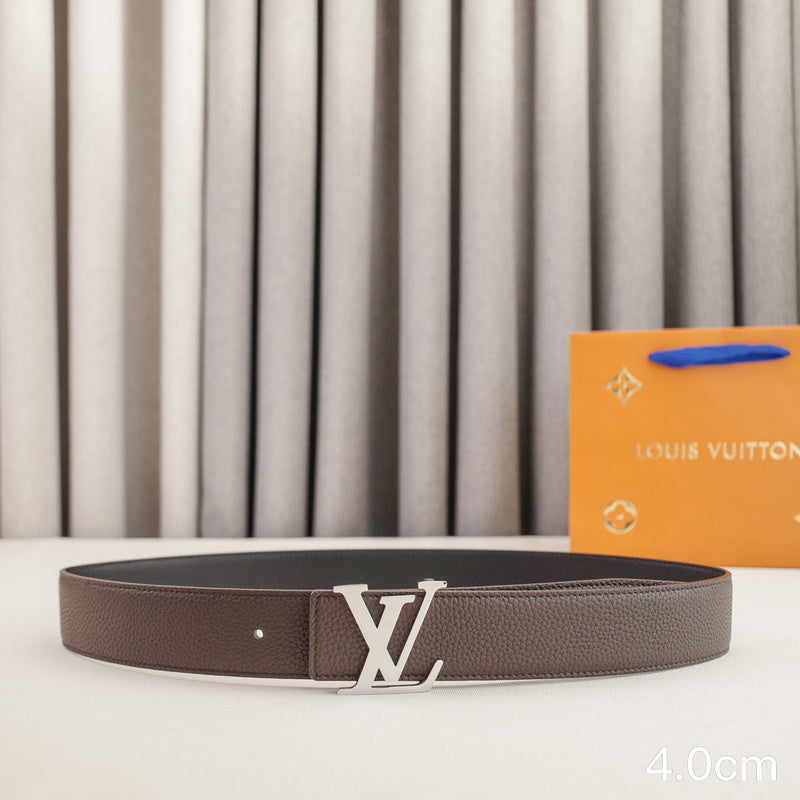 LV - Louis Vuitton - 4.0cm letter bright silver toggle - pebble grain 4023L