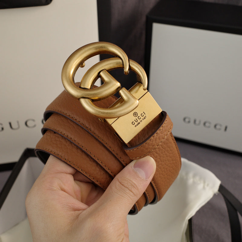 Gucci - Double G turn lock,top layer pebble grain,Brown