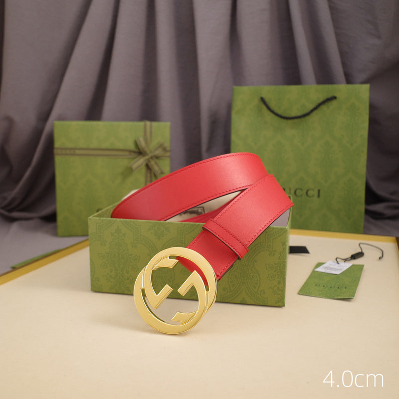 Gucci - 4.0cm pancake - plain weave red leather ZSB4003g