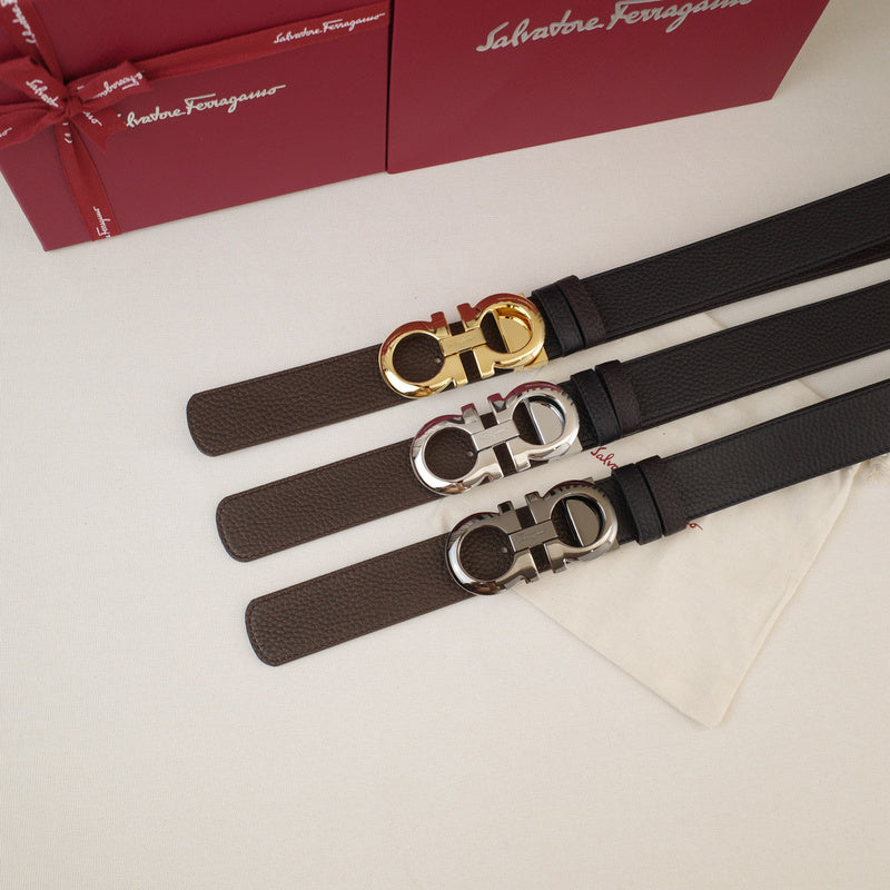 FERRAGAMO - 3.5.cm Lychee pattern flat edge moon tail 3828f