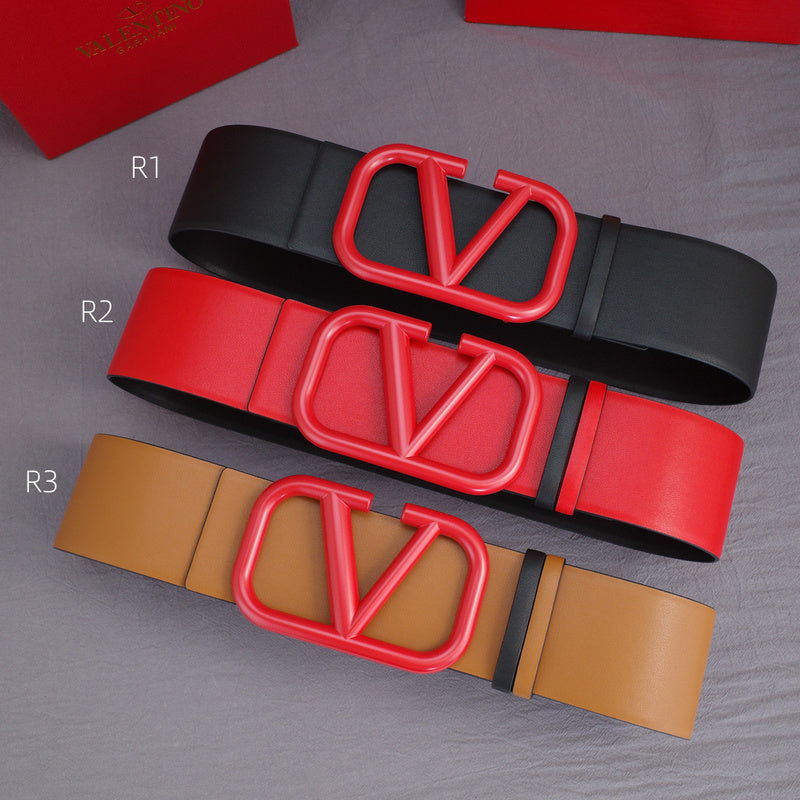 Valentino - Big V button - 7.0cm red belt buckle