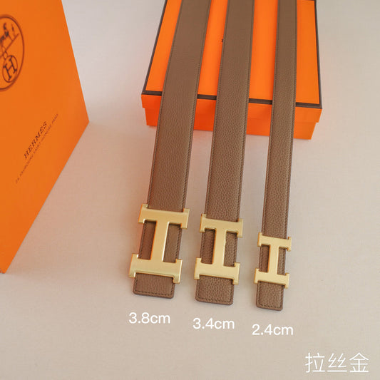 Hermes - 3.8/3.4/2.4cm classic H-lychee pattern khaki gold Buckle 3801h / 3401h / 2401h