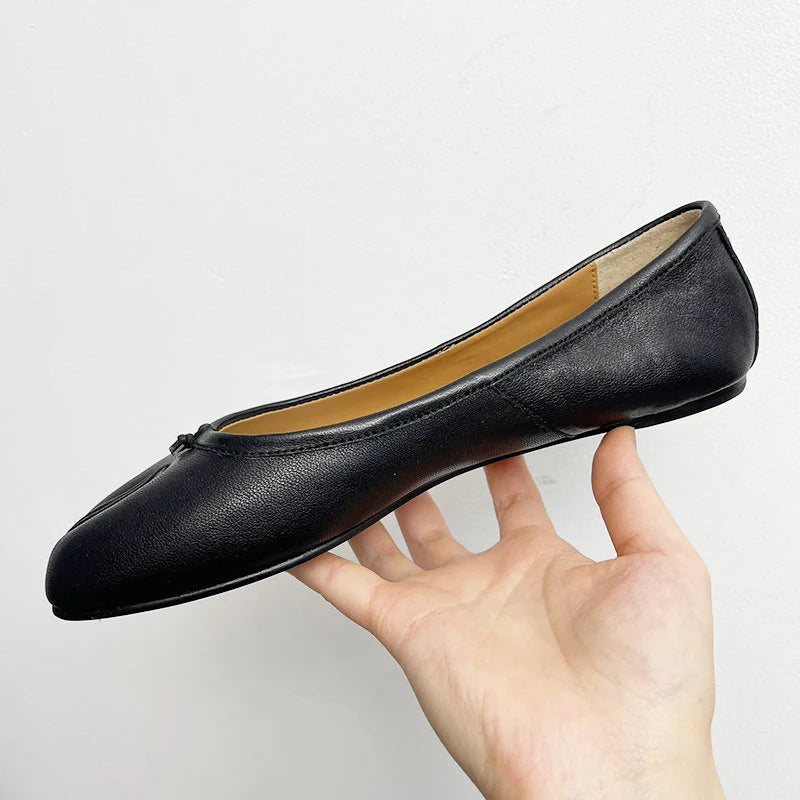 Customized Handmade Women Leather Tabi Shoes,Split Toe shoes,Women's Leather Flat Shoes,Personal Shoes for Women,Flat Slip-ons