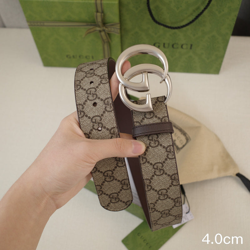 Gucci - 4.0cm G Classic - Supreme Canvas Silver Buckle ZSB4018g