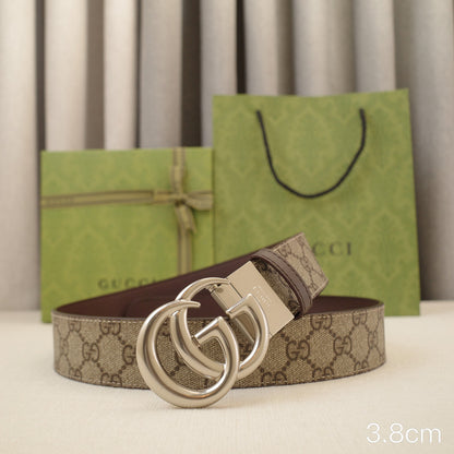 Gucci - 3.8cm G silver belt buckle - Supreme canvas double-sided  3801g