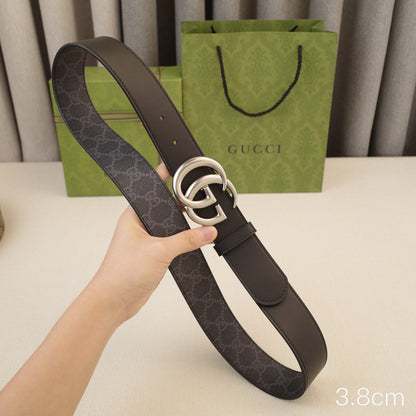 Gucci - 3.8cm G silver belt buckle - Supreme canvas double-sided  3801g