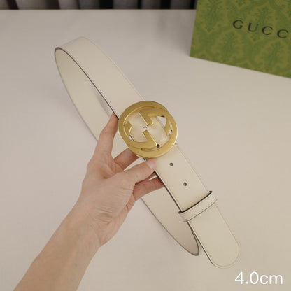 Gucci - 4.0cm pancake - plain weave white leather  ZSB4003g