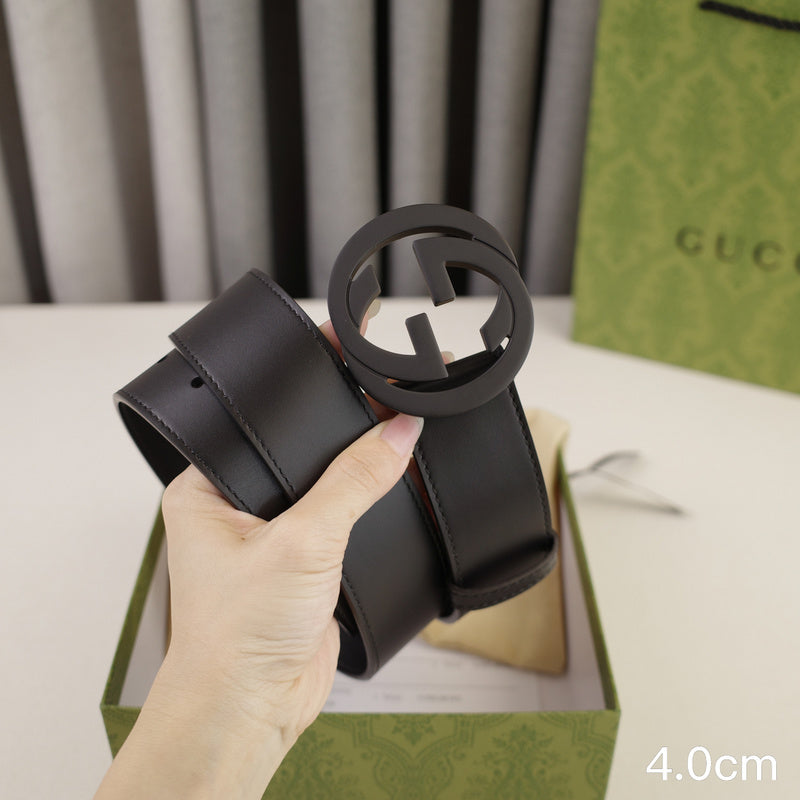 Gucci - 4.0cm pancake - plain weave black leather ZSB4003g