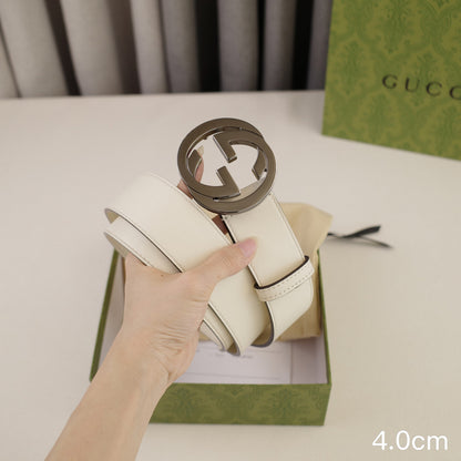 Gucci - 4.0cm pancake - plain weave white leather  ZSB4003g
