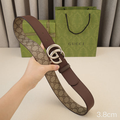 Gucci - 3.8cm G silver belt buckle - Supreme canvas double-sided  3801g