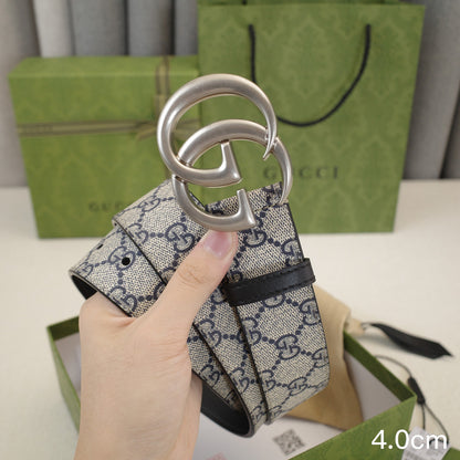 Gucci - 4.0cm G Classic - Supreme Canvas Silver Buckle ZSB4018g