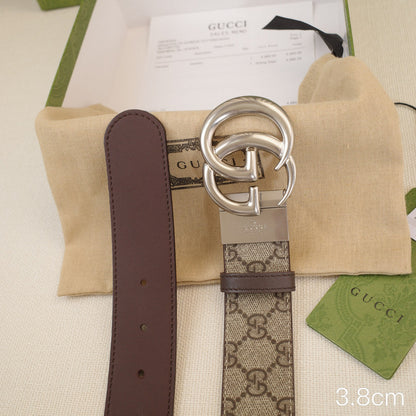 Gucci - 3.8cm G silver belt buckle - Supreme canvas double-sided  3801g