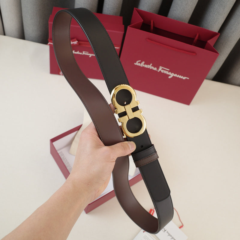 FERRAGAMO -  3.5cm  calfskin flat-edge moon tail  3818f