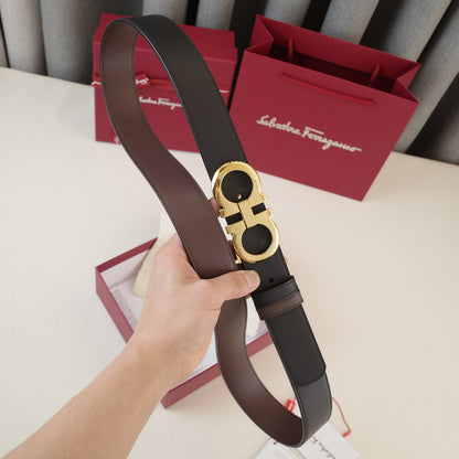 FERRAGAMO -  3.5cm  calfskin flat-edge moon tail  3818f