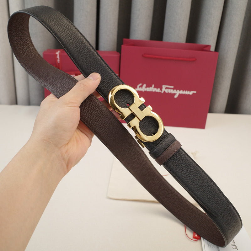 FERRAGAMO - 3.5.cm Classic 8-character - Lychee grain oblique side 8-character tail   3528f
