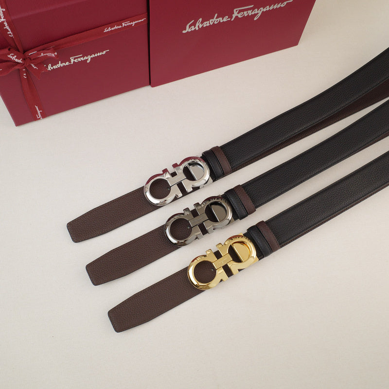 FERRAGAMO - 3.5.cm Classic 8-character - Lychee grain oblique side 8-character tail   3528f