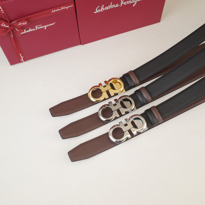 FERRAGAMO -  3.5cm calfskin slant-edge scalloped tail  3808f