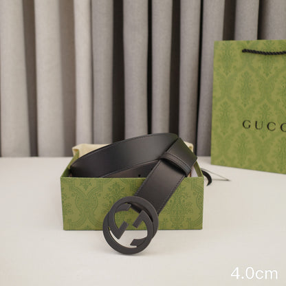 Gucci - 4.0cm pancake - plain weave black leather ZSB4003g