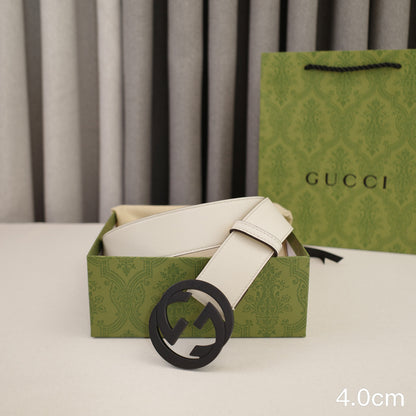 Gucci - 4.0cm pancake - plain weave white leather  ZSB4003g