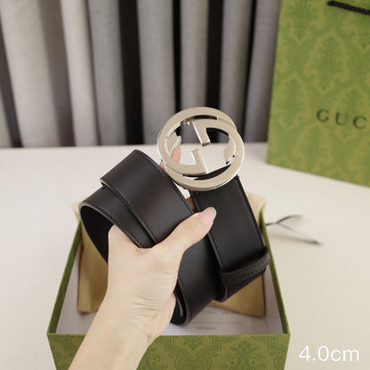 Gucci - 4.0cm pancake - plain weave black leather ZSB4003g