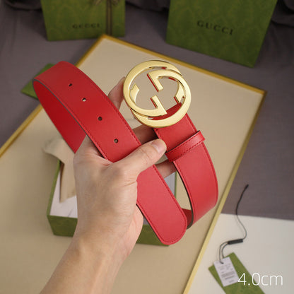 Gucci - 4.0cm pancake - plain weave red leather  ZSB4003g