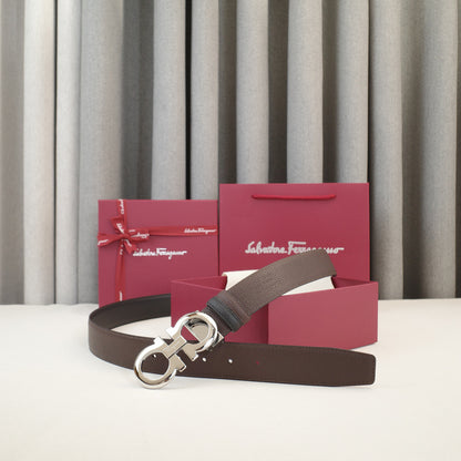 FERRAGAMO - 3.5.cm Classic 8-character - Lychee grain oblique side 8-character tail   3528f