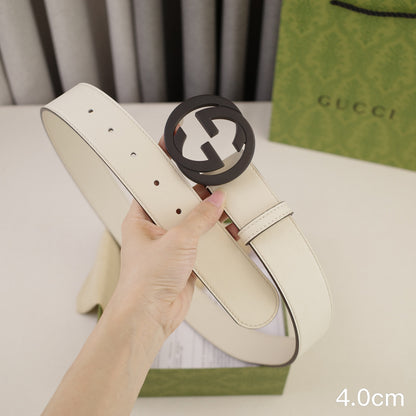 Gucci - 4.0cm pancake - plain weave white leather  ZSB4003g