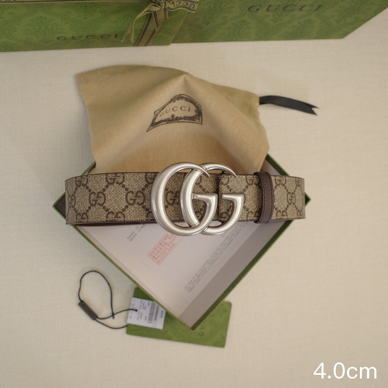 Gucci - 4.0cm G Classic - Supreme Canvas Silver Buckle ZSB4018g