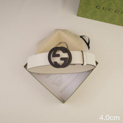 Gucci - 4.0cm pancake - plain weave white leather  ZSB4003g
