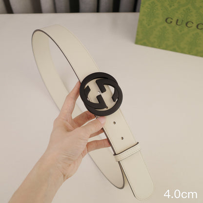 Gucci - 4.0cm pancake - plain weave white leather  ZSB4003g