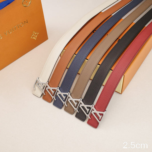 LV - Louis Vuitton -2.5cm letter silver hook - pebble grain 2511L