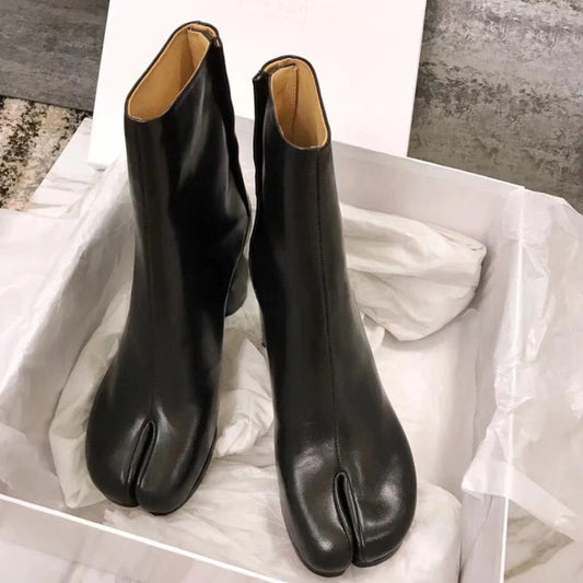 Personal Handmade Women Leather Boots,7.5cm Heels Boots,Women Shoes for Autumn & Winter,Black